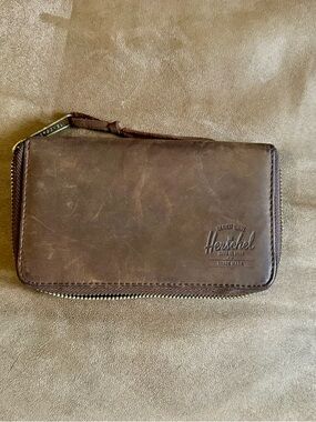 Herschel Supply Company Brown Leather Zip Wallet